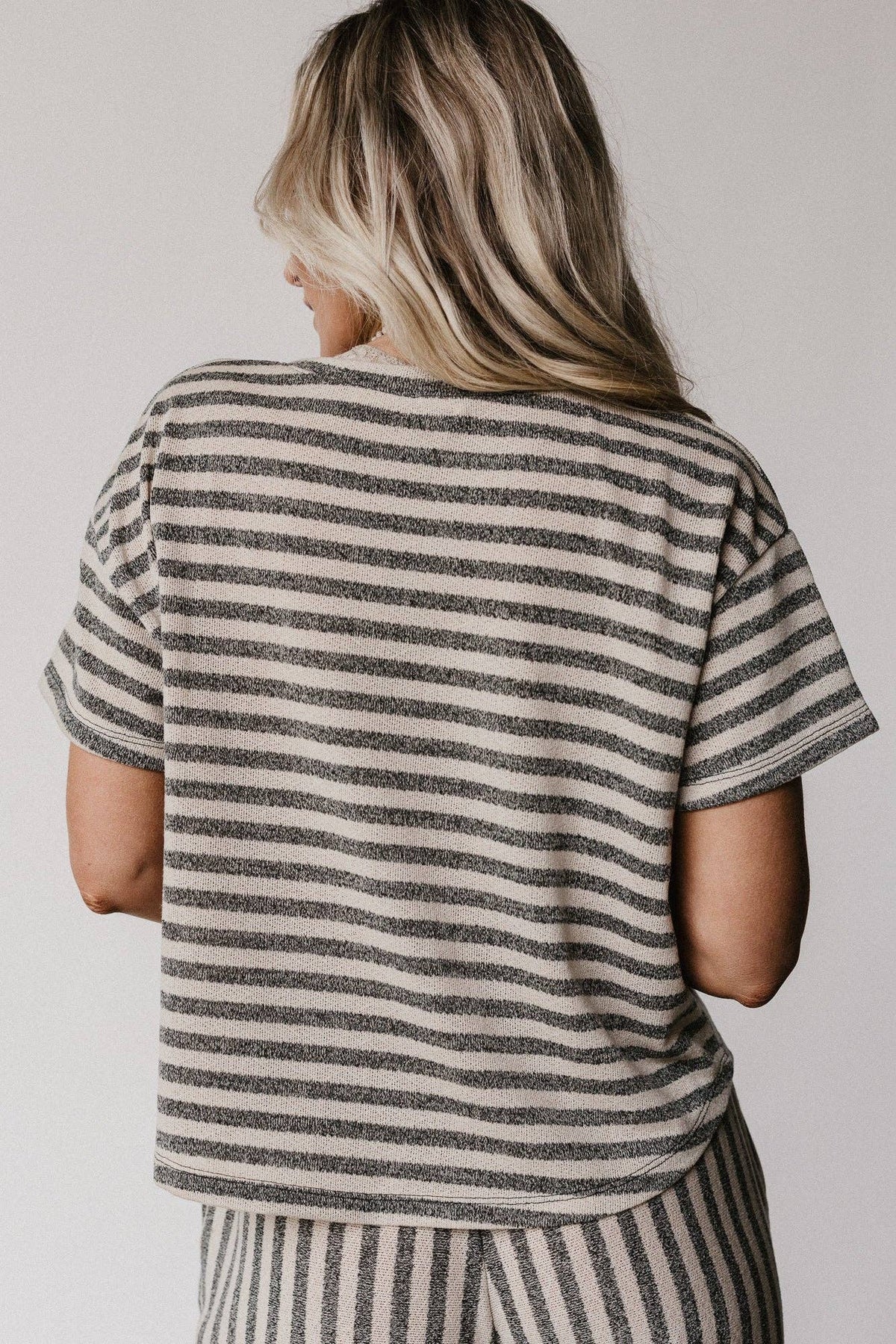 Ibiza Breeze Striped Top - Taupe Black