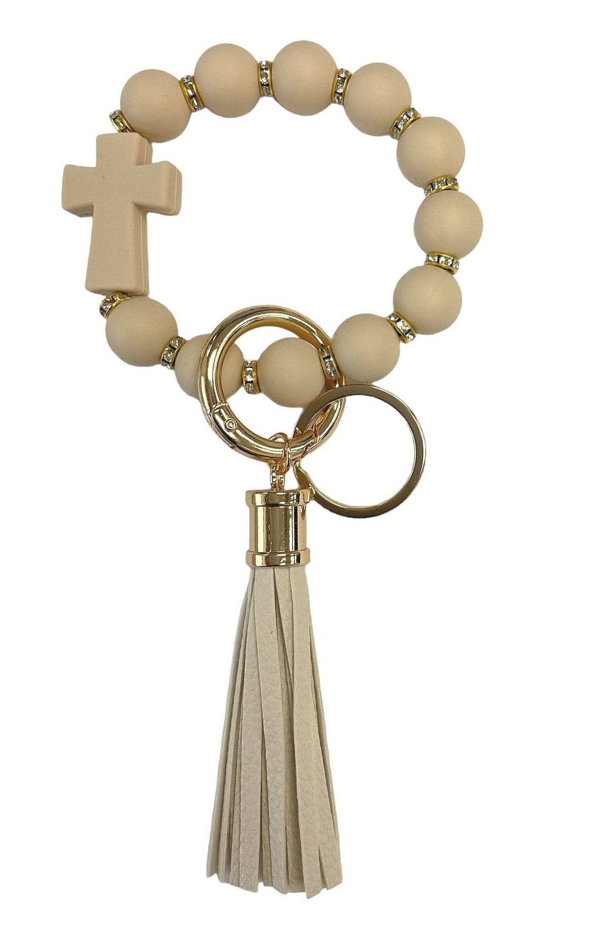 Silicone Beaded Cross Keychain Bracelet