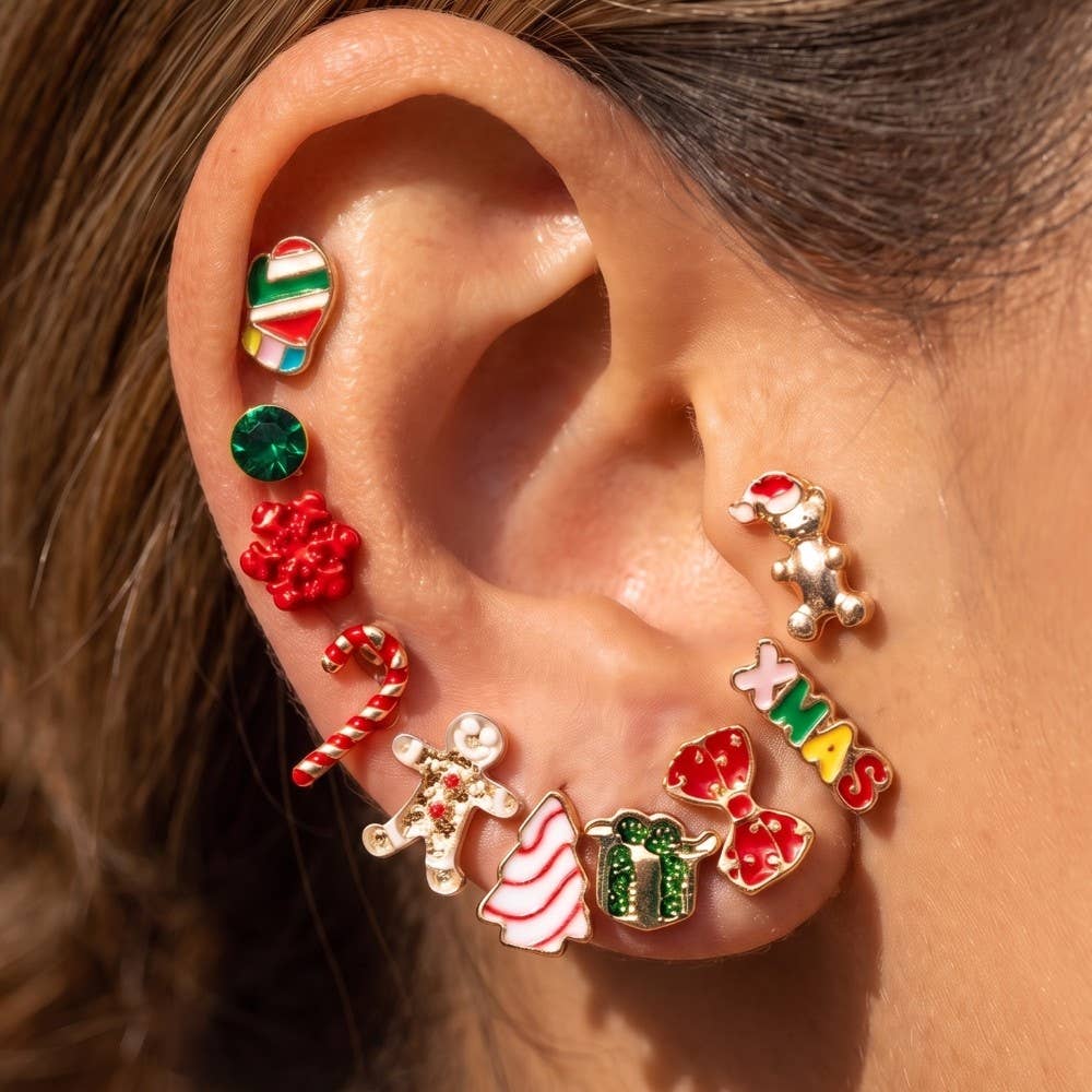 Assorted Merry Christmas Themed Earrings Set