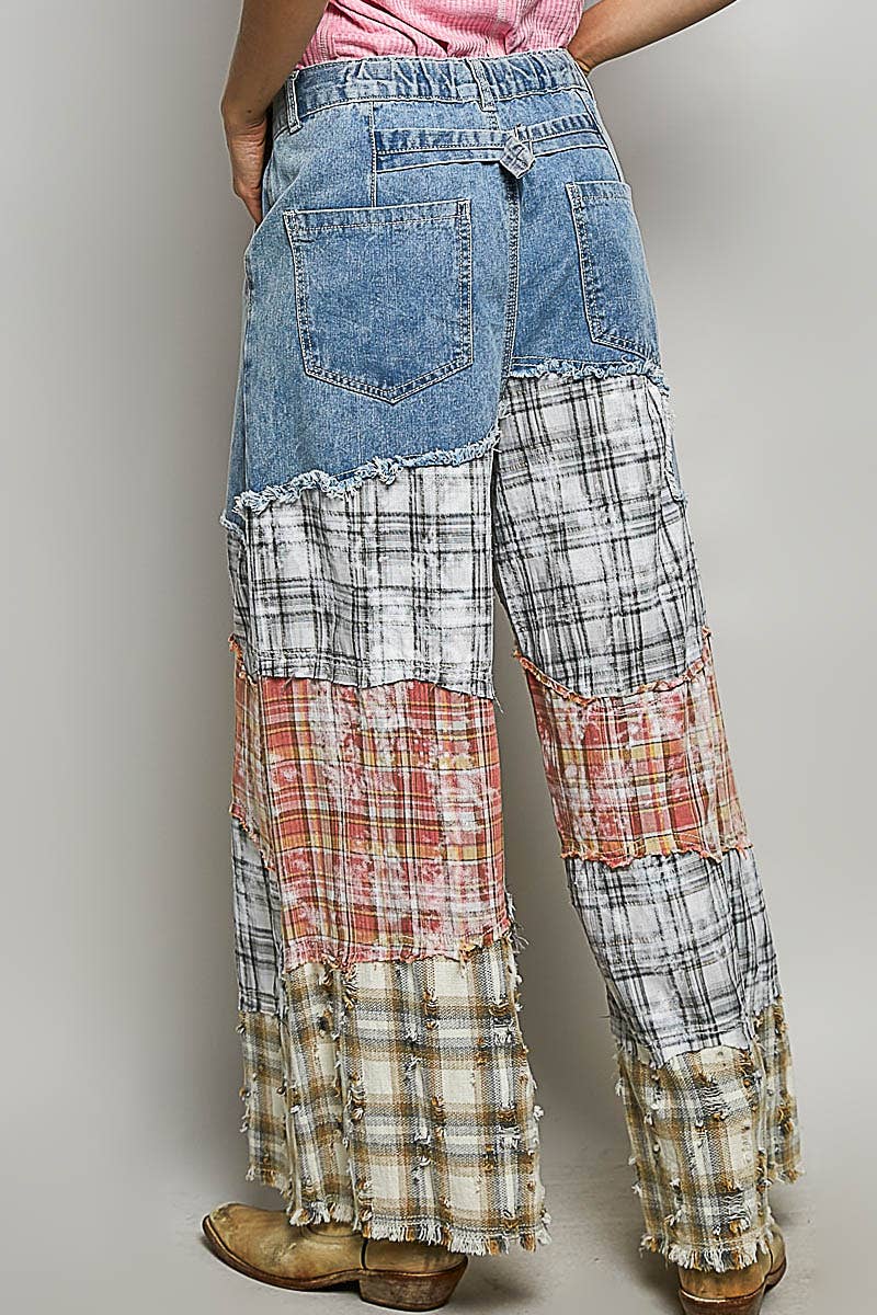 Asymmetrical Patchwork Twill Pants