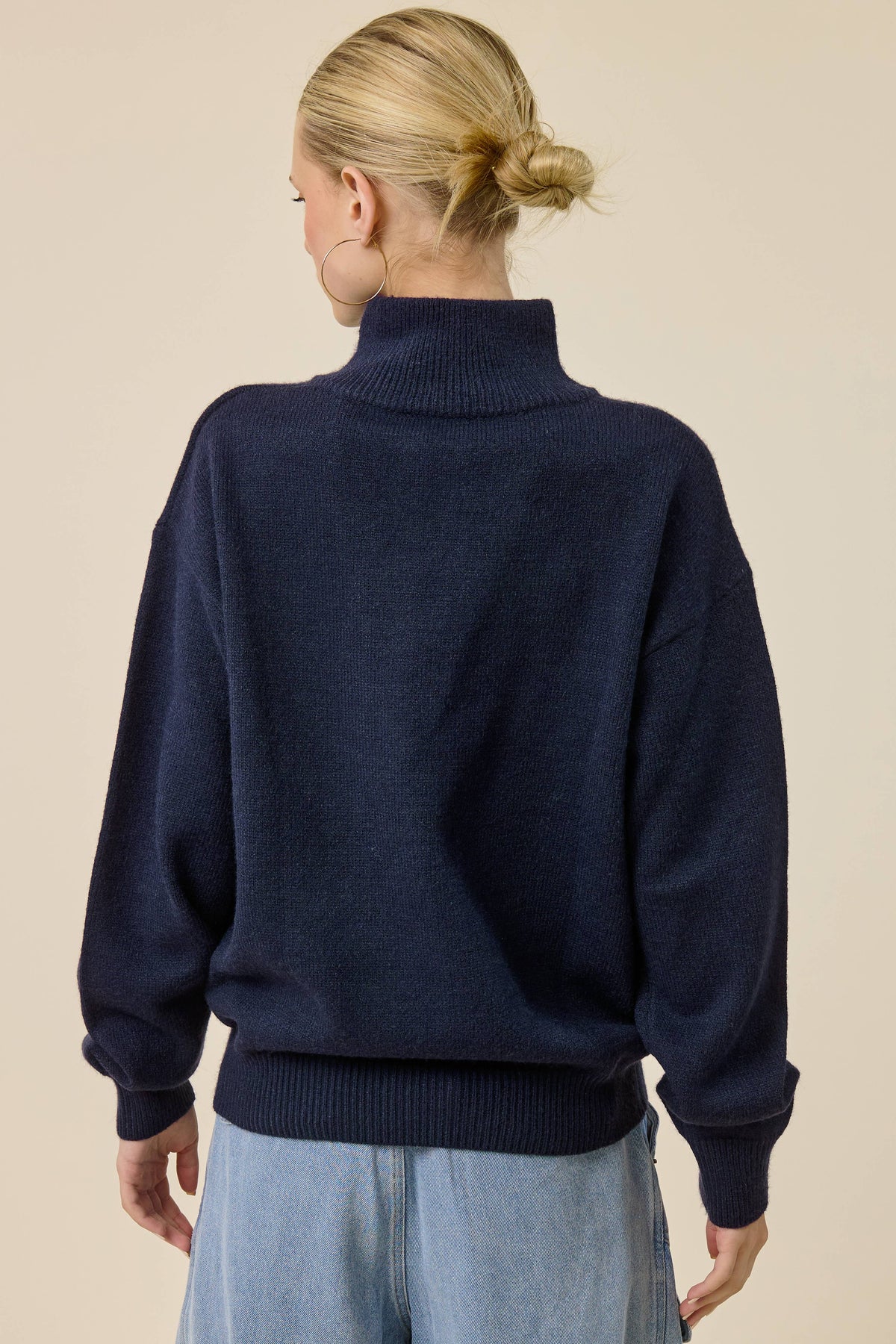 Half Zip Mock Neck Knit Sweater