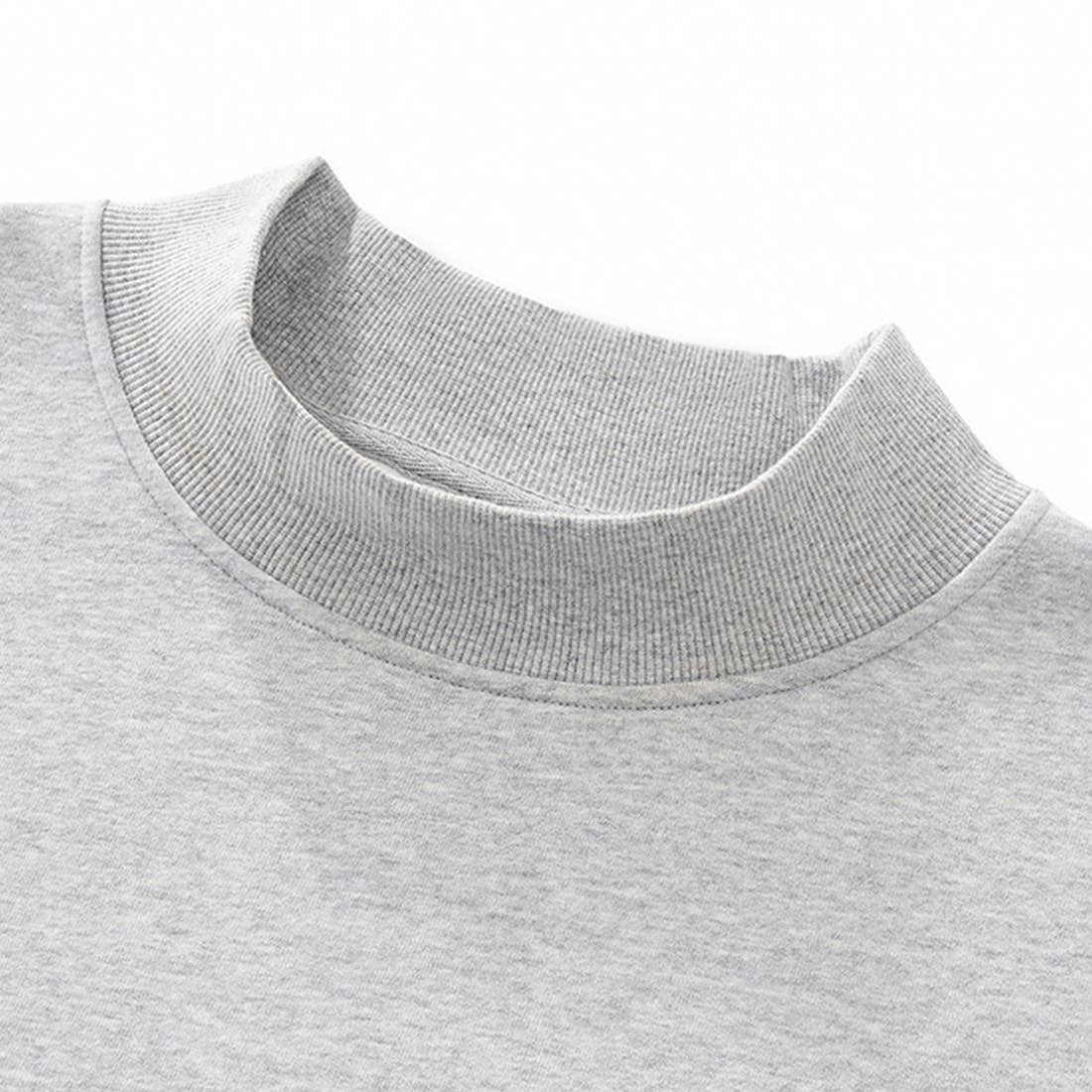Gray Fleece-Lined Mock Neck Sweatshirt