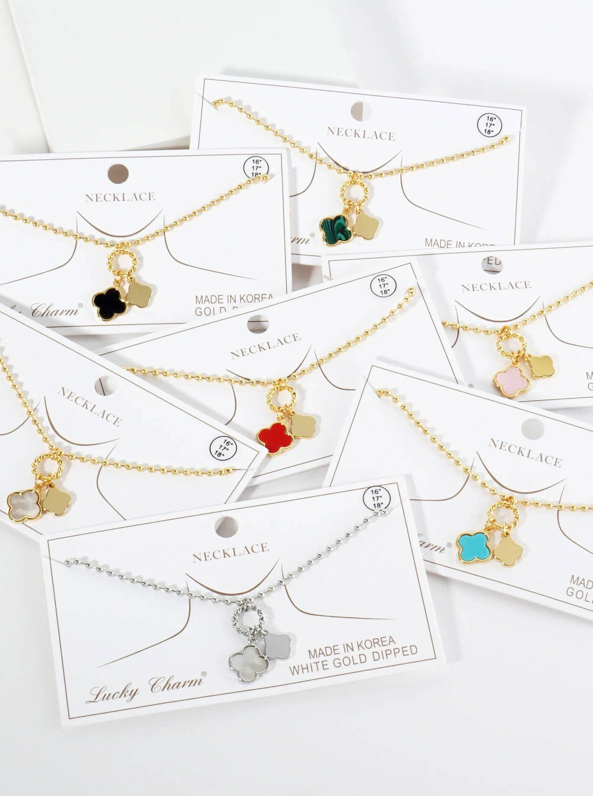 Lucky Double Quatrefoil Ball Chain Necklace