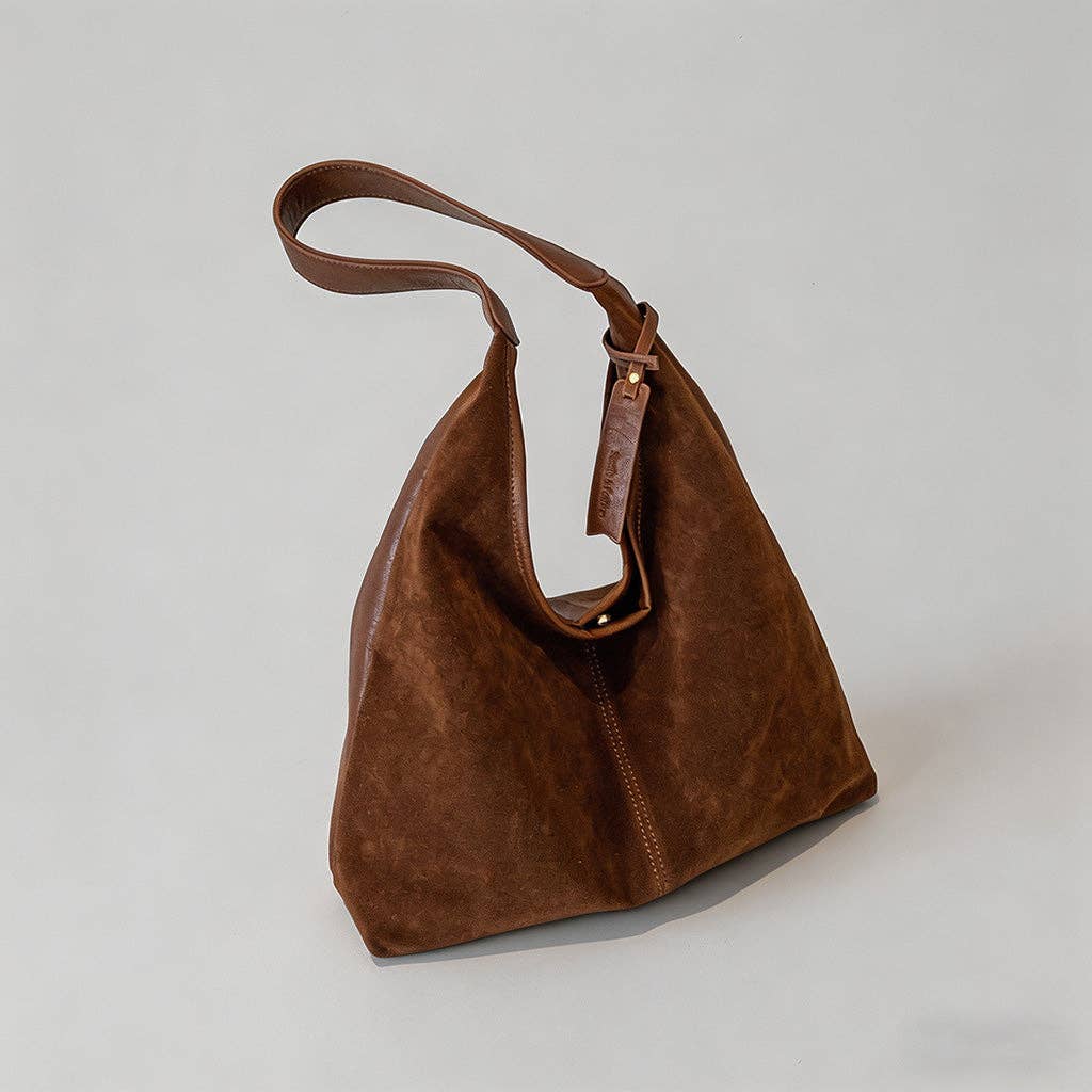 Vintage Suede Hobo Shoulder Bag