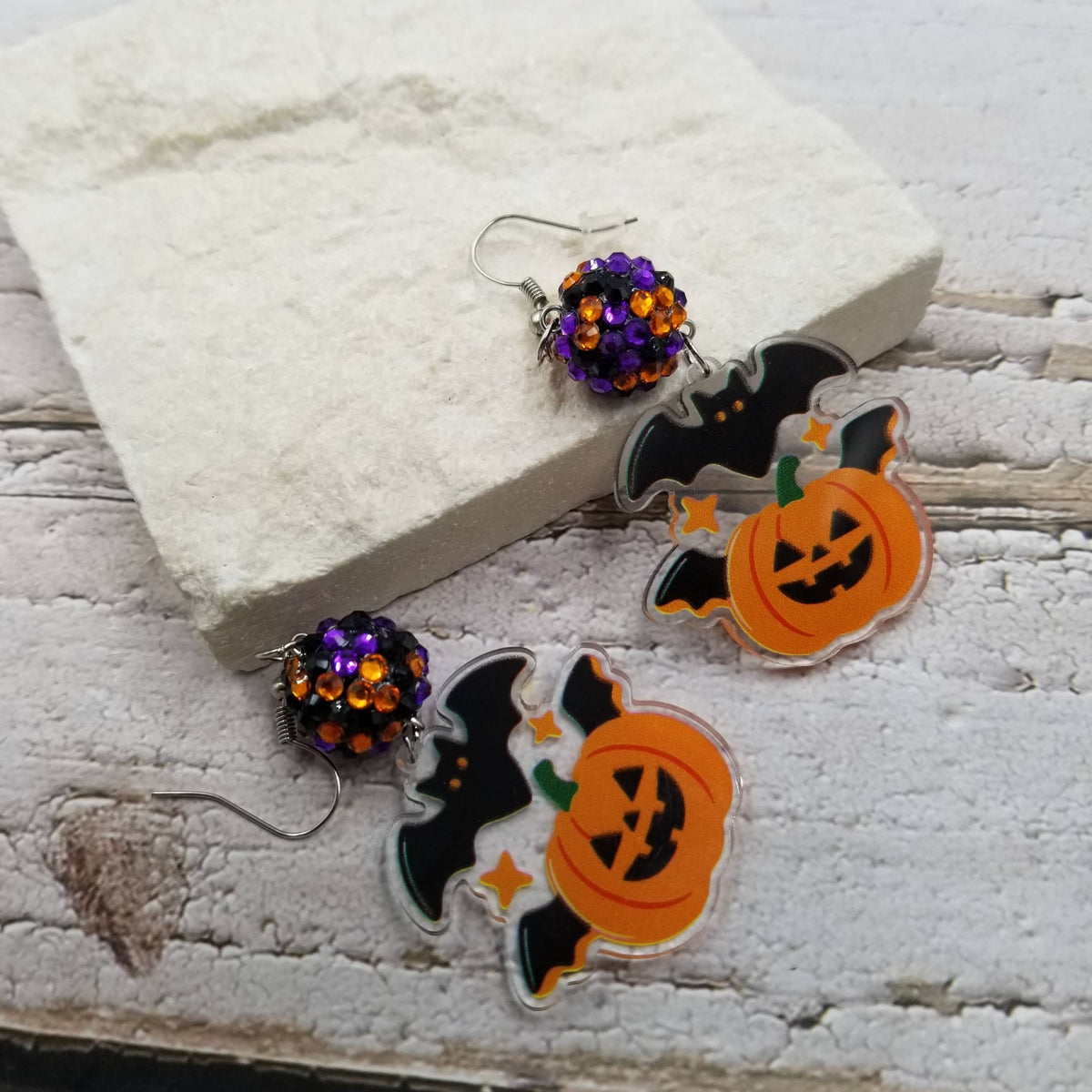 Disco Pumpkin Halloween Earrings